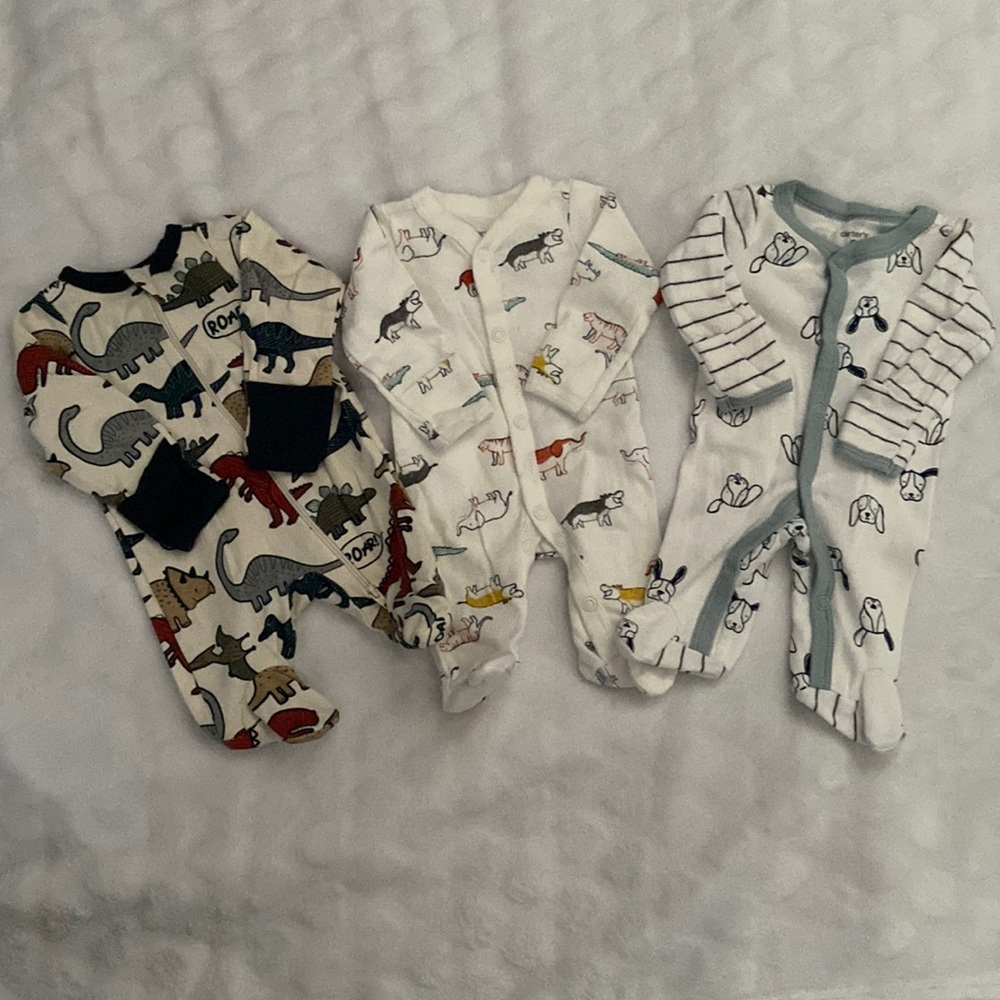 Bundle of 3! Baby Boy Footies (Preemie)